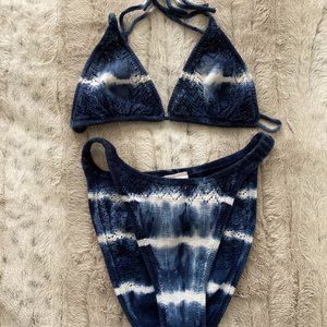 Small Navy/White Crocheted Tie Dye Bikini